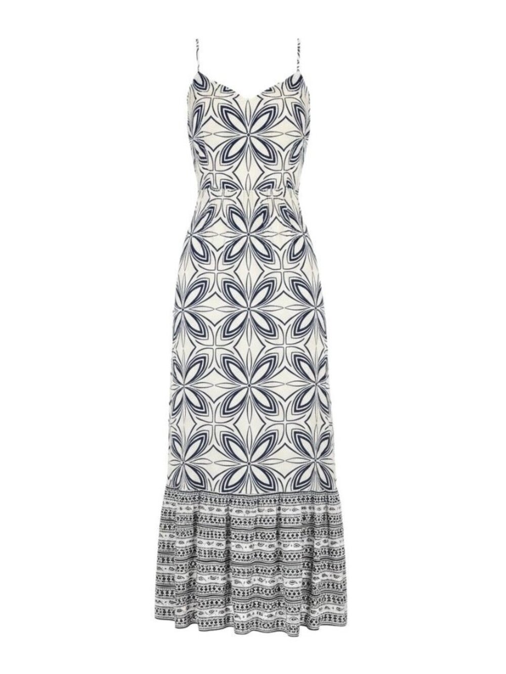 A New Day Womens Sleeveless Maxi Dress Navy & White Floral Print M NWT